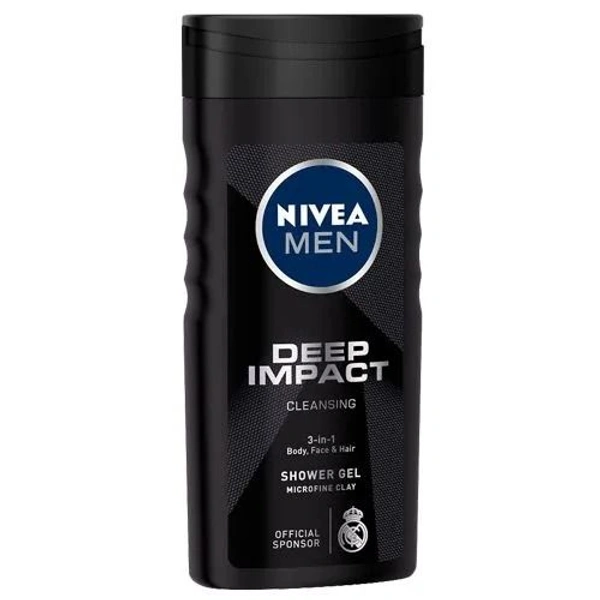 Nivea Men Deep Impact Shower Gel - 3-in-1, Body, Face & Hair, 250 ml