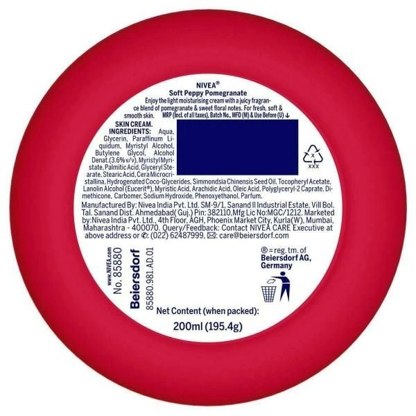 Nivea Soft Light Moisturizer Cream Peppy Pomegranate, 200 ml