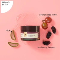 Pilgrim Red Vine Face Scrub with Mulberry & Aloe, 50.0 gm | 1.8 oz | Unclogs Pores | Boosts Circulation | Fights Ageing