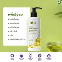 Plum Olive & Plant Keratin Damage Repair Shampoo - With Olive Oil, Plant Keratin, Macadamia oil, For Straightened, Coloured, Smoothened, Chemically Treated Hair, 250 ml