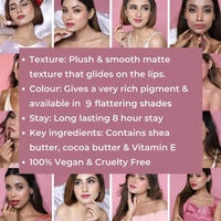 Praush Beauty PRAUSH BEAUTY (Formerly Plume) Plush Matte Lipsticks Super Light & Hydrating, Long Lasting, Rich Pigment, Smooth Soft Matte Finish, Showbiz, 4g