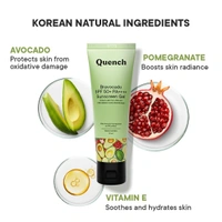 QUENCH Bravocado Vitamin E Sunscreen SPF 50 PA++++ for Glowing Skin| Ultra-Lightweight, Non-Oily and Non-Sticky| No White Cast| UVA & UVB Protection| Made in Korea| For Women & Men (50ml)