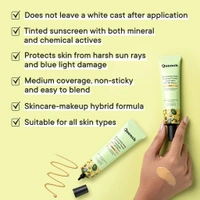 QUENCH Daily Defense Tinted Sunscreen SPF 50 PA+++ for Glowing Skin (Light Medium)| With Avocado & 2% Niacinamide| Blue Light Protection| Hybrid Sunscreen| Satin-Matte Finish| Made in Korea (50ml)