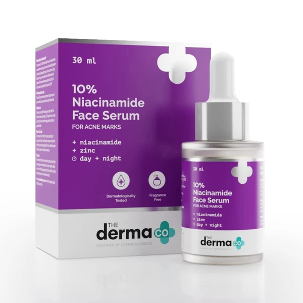 The Derma Co 10% Niacinamide Face Serum with Zinc for Acne Marks - 30 ml | Fades Acne Marks & Dark Spots | Controls Oil