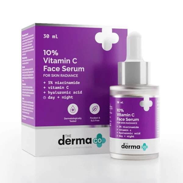 The Derma Co 10% Vitamin C Face Serum with Vitamin C, 5% Niacinamide & Hyaluronic Acid for Skin Radiance - 30ml