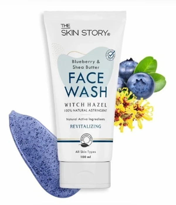 The Skin Story THE SKIN STORY - Deep Cleansing Facewash | Non-Drying & Moisturizing | All Skin Types | Witch Hazel, Blueberry, Shea Butter | 100ml