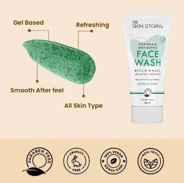 The Skin Story THE SKIN STORY - Pore Cleansing Facewash | Non-Drying & Moisturising | All Skin Types | Moringa & Shea Butter | 100ml