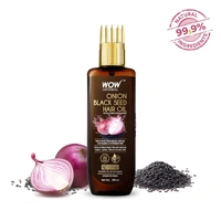 Wow Skin Science Onion Black Seed Hair Oil - With Comb Applicator - Controls Hair Fall - No Mineral Oil, Silicones, Cooking Oil & Synthetic Fragrance - 200Ml