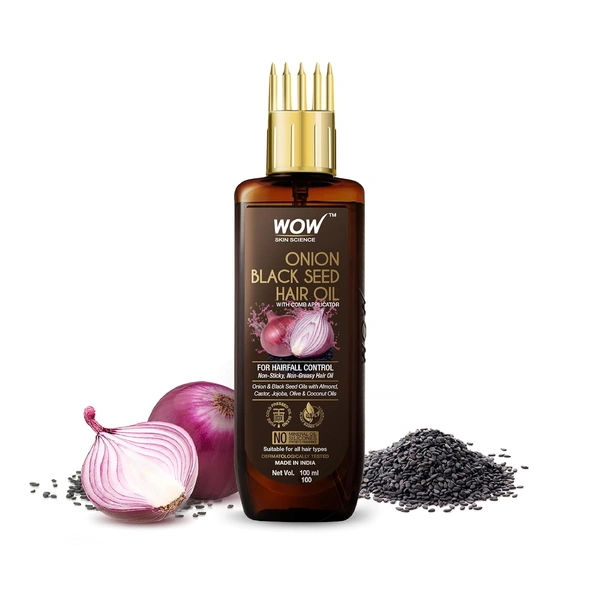 Wow Skin Science Onion Black Seed Hair Oil With Comb - 100Ml