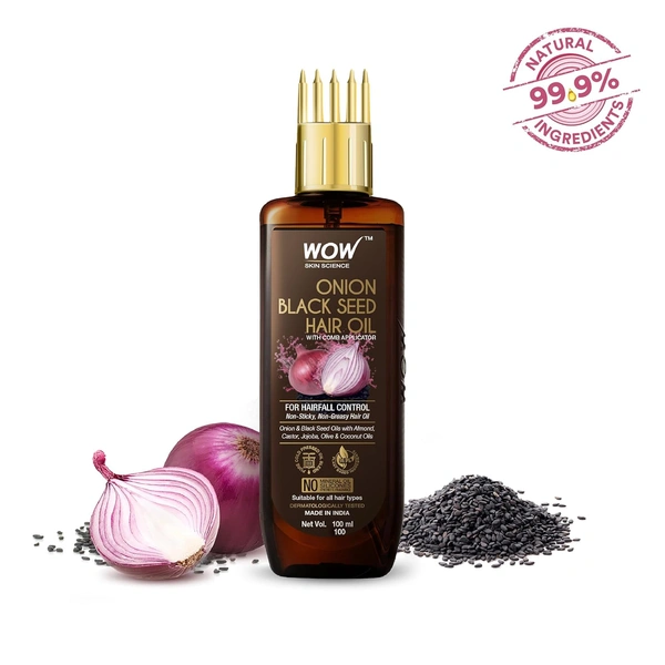 Wow Skin Science Onion Black Seed Hair Oil With Comb - 100Ml