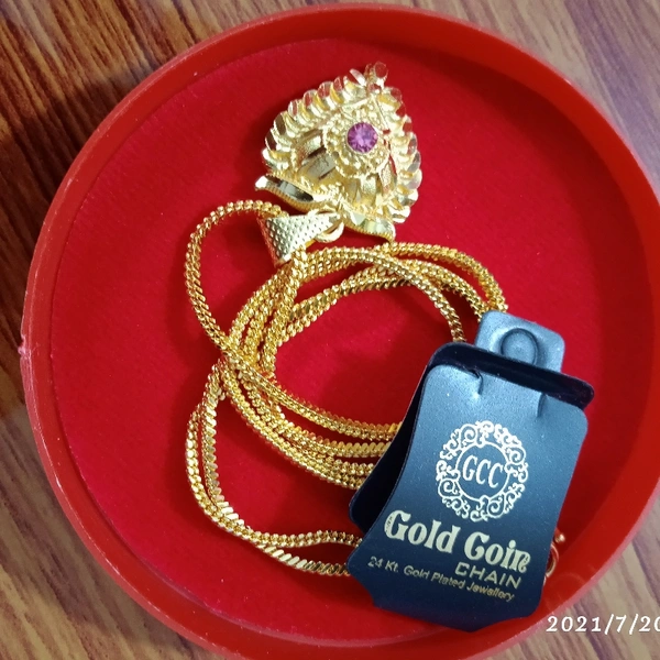 Ganesh Brand Gold Coin Chain 
