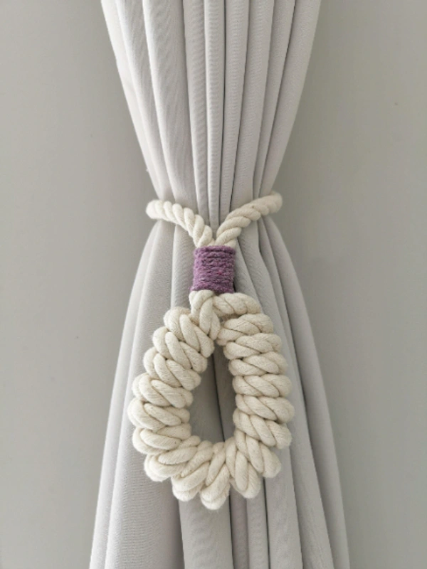 MAKNGRID Set of 2 - Macrame Curtain Tieback, Marine, Nautica, Curtain Holder Holdback, Modern Window Treatment, Cotton Curtain Décor Off White (Pack of 01) Yellow - Medium, Yellow
