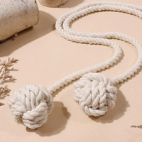 JAZLOG Cotton Striped Curtain Tie Back Holder, Medium, White, Pack of 2 - M, Off White, 249 Gram
