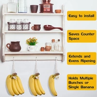 JAZLOG 2 Pieces Banana Holder Banana Hanger Banana Macrame Hanger Banana Hanging Holder Banana Hanging Hammock Banana Hook Under Cabinet Single Banana Holder Hanger for Fruit Home Kitchen - M, White, 249 Gram