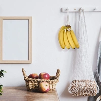 JAZLOG 2 Pieces Banana Holder Banana Hanger Banana Macrame Hanger Banana Hanging Holder Banana Hanging Hammock Banana Hook Under Cabinet Single Banana Holder Hanger for Fruit Home Kitchen - M, White, 249 Gram