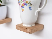 JAZLOG Wooden Floating Shelf by JAZLOG | Square Wood Shelf, Small Wall Decor Shelf, Wall Plant Holder, Speaker Shelf, Showcase (Pack of 02) - 6x6, Brown, 249 Gram