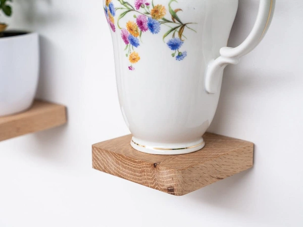 JAZLOG Wooden Floating Shelf by JAZLOG | Square Wood Shelf, Small Wall Decor Shelf, Wall Plant Holder, Speaker Shelf, Showcase (Pack of 02) - 6x6, Brown, 249 Gram