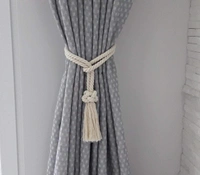 JAZLOG MAKNGRID Tie Backs, Cotton Striped Tie Back, Holdback, Rustic Nautical, Macrame Rope Curtain Window Accessories, Holdback Rustic (White, Medium) - M, Off White, 249 Gram