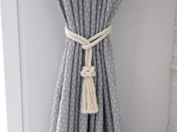 JAZLOG MAKNGRID Tie Backs, Cotton Striped Tie Back, Holdback, Rustic Nautical, Macrame Rope Curtain Window Accessories, Holdback Rustic (White, Medium) - M, Off White, 249 Gram