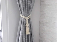 JAZLOG MAKNGRID Tie Backs, Cotton Striped Tie Back, Holdback, Rustic Nautical, Macrame Rope Curtain Window Accessories, Holdback Rustic (White, Medium) - M, Off White, 249 Gram
