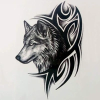 JAZLOG MAKNGRID Water Transfer Fake Tattoo Waterproof Temporary Tattoo Sticker Men Women Wolf Tattoo Flash Tattoo Fashion - M, Black, 249 Gram