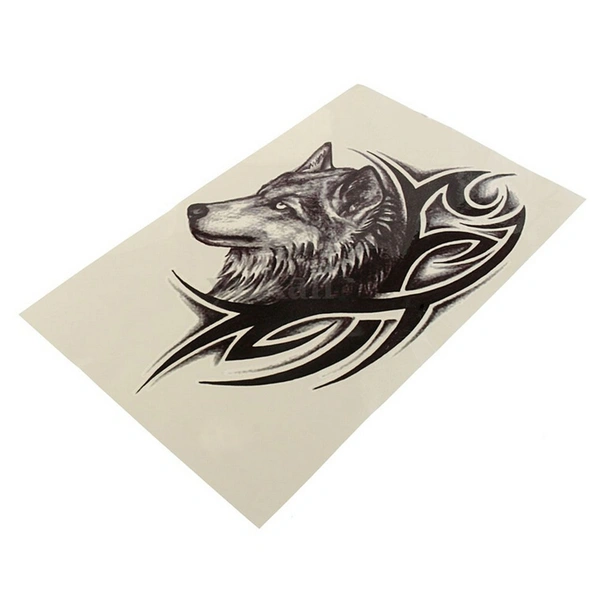 JAZLOG MAKNGRID Water Transfer Fake Tattoo Waterproof Temporary Tattoo Sticker Men Women Wolf Tattoo Flash Tattoo Fashion - M, Black, 249 Gram