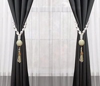 JAZLOG 2Pcs Curtain Tiebacks Rope, Pearl Desing Curtain Tie-Backs Decorative Holdbacks Rope for Home Decoration Curtain Holders-Silver - M, White, 249 Gram
