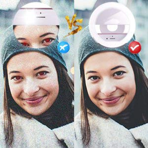 JAZLOG MacNgrid Clip on Round Selfie Ring Light Rechargeable Battery with 36 LED for SmartPhone (Random Colour) - M, Black, 249 Gram