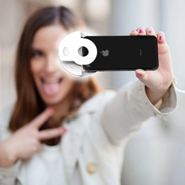 JAZLOG MacNgrid Clip on Round Selfie Ring Light Rechargeable Battery with 36 LED for SmartPhone (Random Colour) - M, Black, 249 Gram