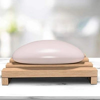 JAZLOG MAKNGRID 100% Natural Cedar, Lacquer Or Stain is Used Bamboo Natural Wooden Bar Case Soap Dish Brown - M, Brown, 249 Gram