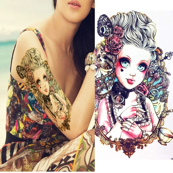 JAZLOG Water Transfer Fake Tattoo Waterproof Temporary Tattoo Sticker Men Women Doll Tattoo Flash Tattoo Fashion - M, Multi, 249 Gram