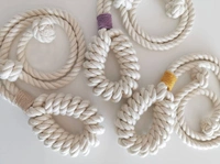 JAZLOG Set of 2 - Macrame Curtain Tieback, Marine, Nautica, Curtain Holder Holdback, Modern Window Treatment, Cotton Curtain D�cor Off White (Pack of 01) - M, Blue, 249 Gram