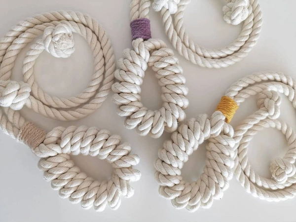 JAZLOG Set of 2 - Macrame Curtain Tieback, Marine, Nautica, Curtain Holder Holdback, Modern Window Treatment, Cotton Curtain D�cor Off White (Pack of 01) - M, Blue, 249 Gram
