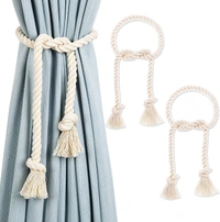 JAZLOG Cotton Striped Curtain Tiebacks Window Sheer Decorative Holdbacks, Beige White, Pack of 2 - M, Off White, 249 Gram