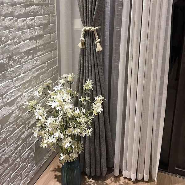 JAZLOG Cotton Striped Curtain Tiebacks Window Sheer Decorative Holdbacks, Beige White, Pack of 2 - M, Off White, 249 Gram