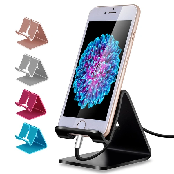 JAZLOG MAKNGRID Mobile Phone Metal Stand/Holder for Smartphones & Tablet Advanced Aluminum Stand Holder for Mobile Phone 7 Tablet [Updated Solid Version] (Up to 10.1 inch) (Proudly Made in India) - M, Black, 249 Gram