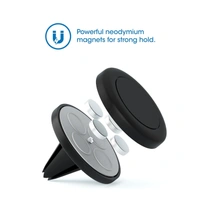 JAZLOG MAKNGRID MagGrip Air Vent Magnetic Universal Car Mount Holder for iPhone X, 8, 7, 6, 6S, Galaxy S8, S7 Edge (Black) - M, Black, 249 Gram