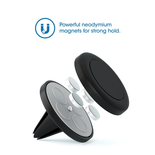 JAZLOG MAKNGRID MagGrip Air Vent Magnetic Universal Car Mount Holder for iPhone X, 8, 7, 6, 6S, Galaxy S8, S7 Edge (Black) - M, Black, 249 Gram