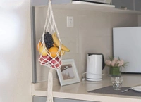 JAZLOG Cotton Wall Hanging Macrame Boho Basket for Potato - Small, Off White, 249 Gram