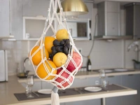 JAZLOG Cotton Wall Hanging Macrame Boho Basket for Potato - Small, Off White, 249 Gram