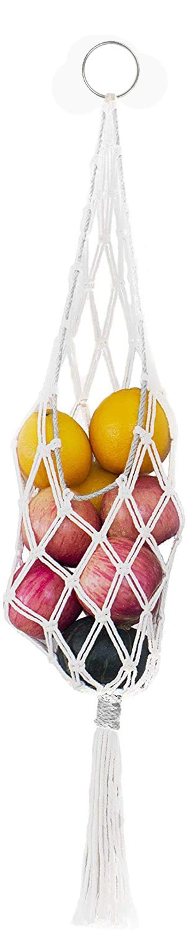 JAZLOG Cotton Wall Hanging Macrame Boho Basket for Potato - Large, Off White, 249 Gram