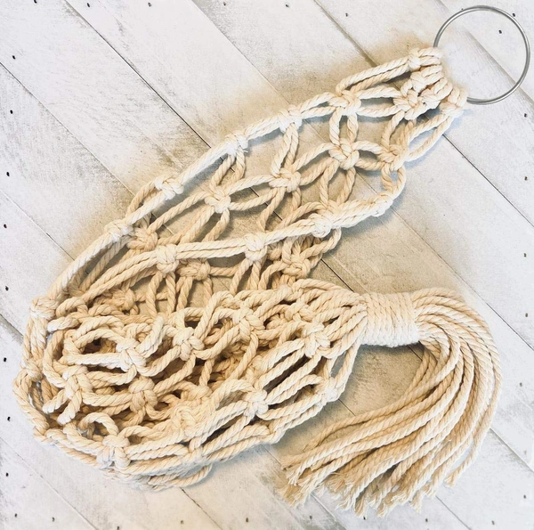 JAZLOG Cotton Wall Hanging Macrame Boho Basket for Potato - Large, Off White, 249 Gram
