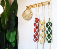 JAZLOG Cotton Wall Hanging Macrame Boho Basket for Potato - Long, Off White, 249 Gram