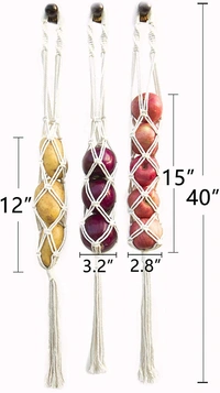 JAZLOG Cotton Wall Hanging Macrame Boho Basket for Potato - Long, Off White, 249 Gram