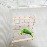 JAZLOG Bird Swing Climbing Ladder Colorful Pet Bird Parrot Chew Toy Rope Hammock Wooden Hanging Cage Toys Pet Supplies for Macaw African Greys Cockatoo Budgies Parakeet Cockatiel - M, Off White, 249 Gram