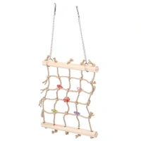 JAZLOG Bird Swing Climbing Ladder Colorful Pet Bird Parrot Chew Toy Rope Hammock Wooden Hanging Cage Toys Pet Supplies for Macaw African Greys Cockatoo Budgies Parakeet Cockatiel - M, Off White, 249 Gram