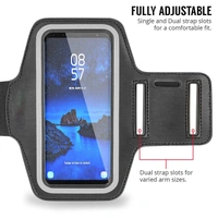 JAZLOG MAKNGRID Water Resistant Cell Phone Armband Case for Smartphones with Adjustable Elastic Band & Key Holder for Running, Walking, Hiking - M, Black, 249 Gram