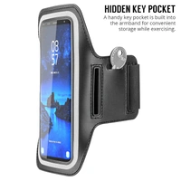 JAZLOG MAKNGRID Water Resistant Cell Phone Armband Case for Smartphones with Adjustable Elastic Band & Key Holder for Running, Walking, Hiking - M, Black, 249 Gram