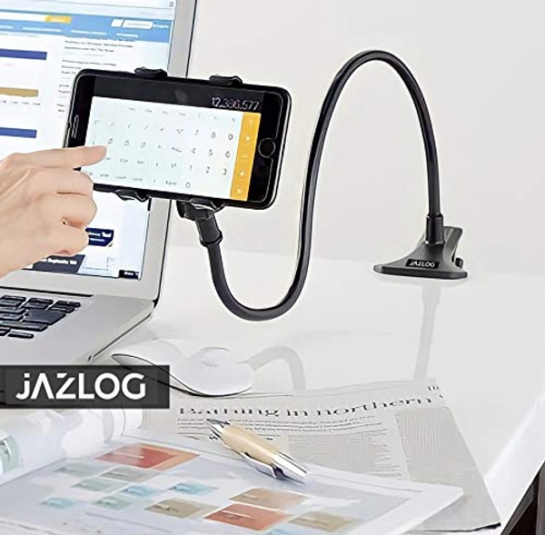 JAZLOG Adjustable Foldable for Desk Adjustable Foldable for Desk Overhead Mount Stand Snake Holder Gooseneck Bed Sofa Phone Holder Gooseneck Bed Sofa Phone Holder Black - Black, 249 Gram