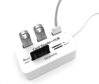 JAZLOG Card Reader and 3 Ports USB Hub, High Speed External Memory Card Reader (MS, Micro SD,SD/MMC,M2,TF Card), White. - M, White, 249 Gram